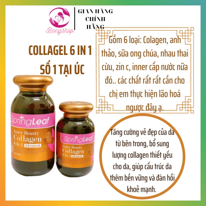 Viên COLLAGEN SPRING LEAF INNER BEAUTY COLLAGEN 6-IN-1, Collagen 6 trong 1 Úc hộp 90