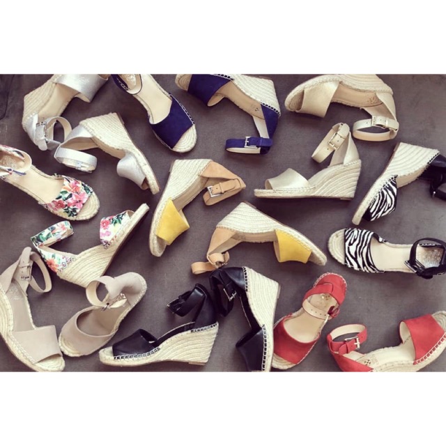 Xuồng Vince Camuto đế cói màu bạc xuất xịn