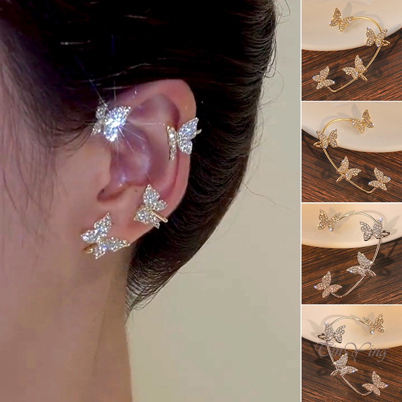 GETNOIVAS 1 Khuyên Tai Hình Bướm Đính Đá Zircon Thời Trang Nữ