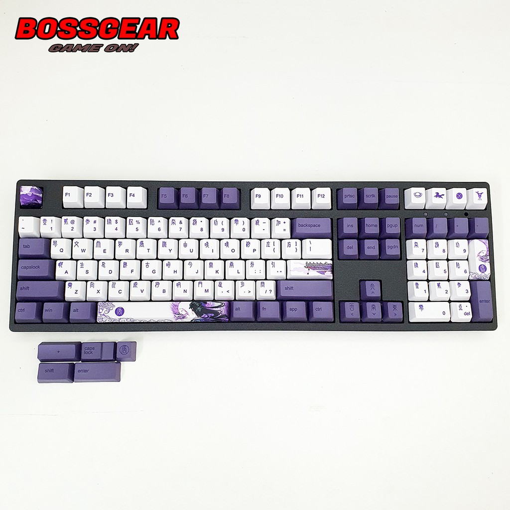 Keycap 113 Phím PBT Dye Sub Phượng Hoàng Tím purple phoenix ( Thick PBT, OEM Profile, Ansi Layout)