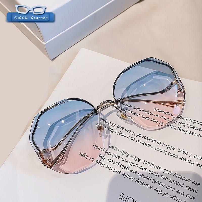 Kính mát không gọng chống tia UV màu sắc tuyến tính cho nữ
