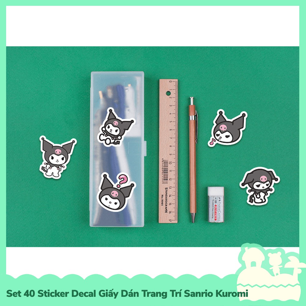 [Sẵn VN - NowShip] Set 40 Sticker Decal Dán Trang Trí Mẫu Nhân Vật Hoạt Hình Dễ Thương Đáng Yêu Cute Sanrio Kuromi