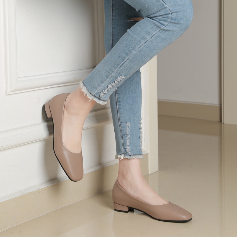 Giày Cao Gót Da Mũi Vuông Thời Trang Cho Nữ