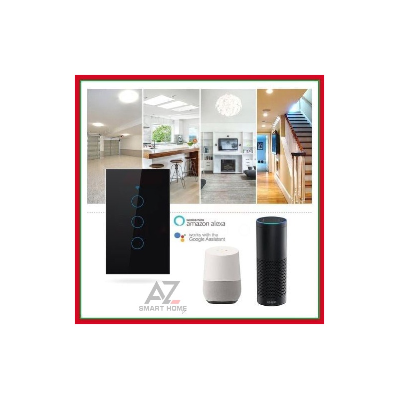 Công Tắc Thông Minh Wifi Tuya SmartLife Cảm Ứng 3 Nút Hình Chữ Nhật Có Rf433 Hẹn Giờ Điều Khiển Từ Xa