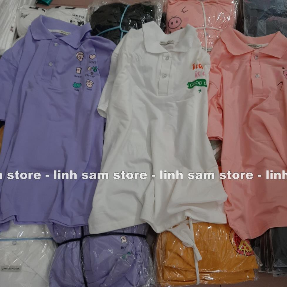 Áo thun POLO nữ tay lỡ có cổ phông form rộng freesize unisex mặc đi học, cặp, nhóm, lớp in hình DỄ THƯƠNG  ཾ