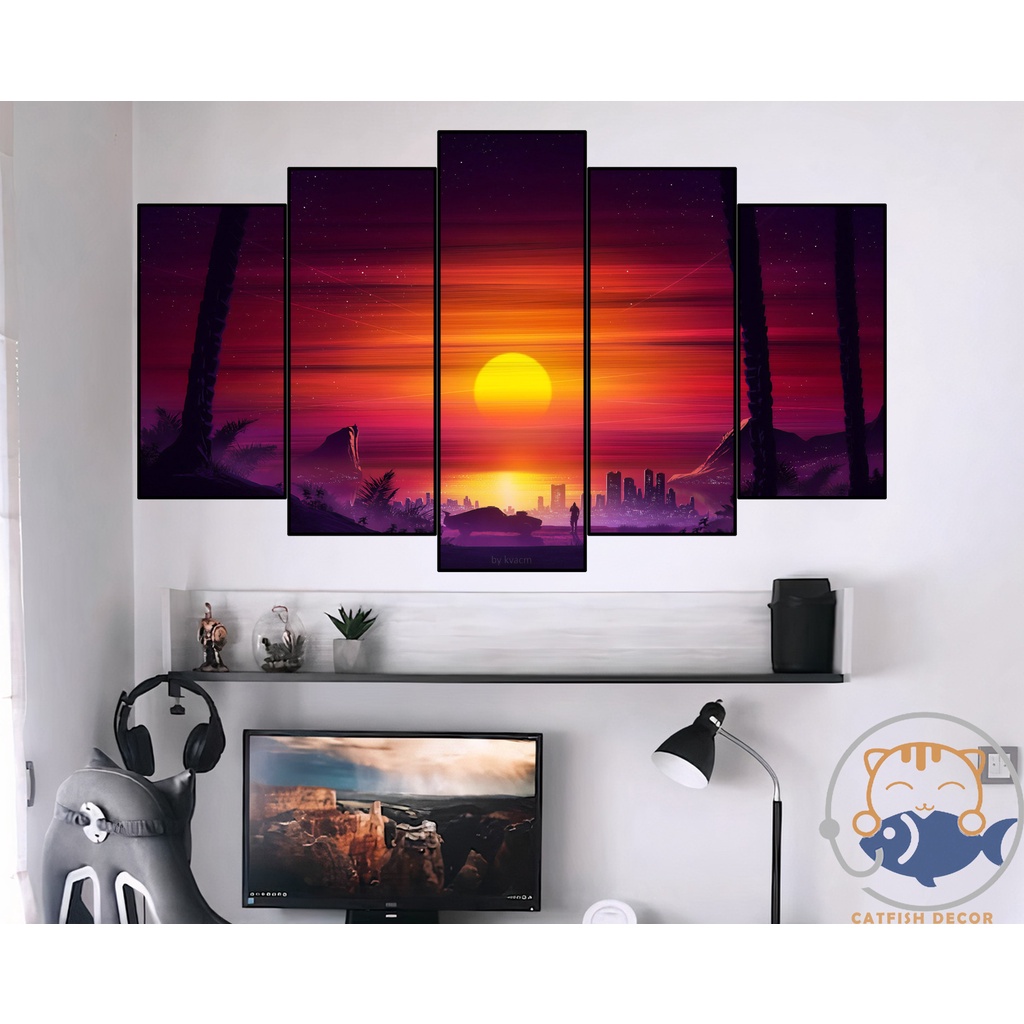 Tranh dán tường chủ đề Phong Cảnh - Landscape - Fantasy Art - Digital Art - Room decor - bộ 4