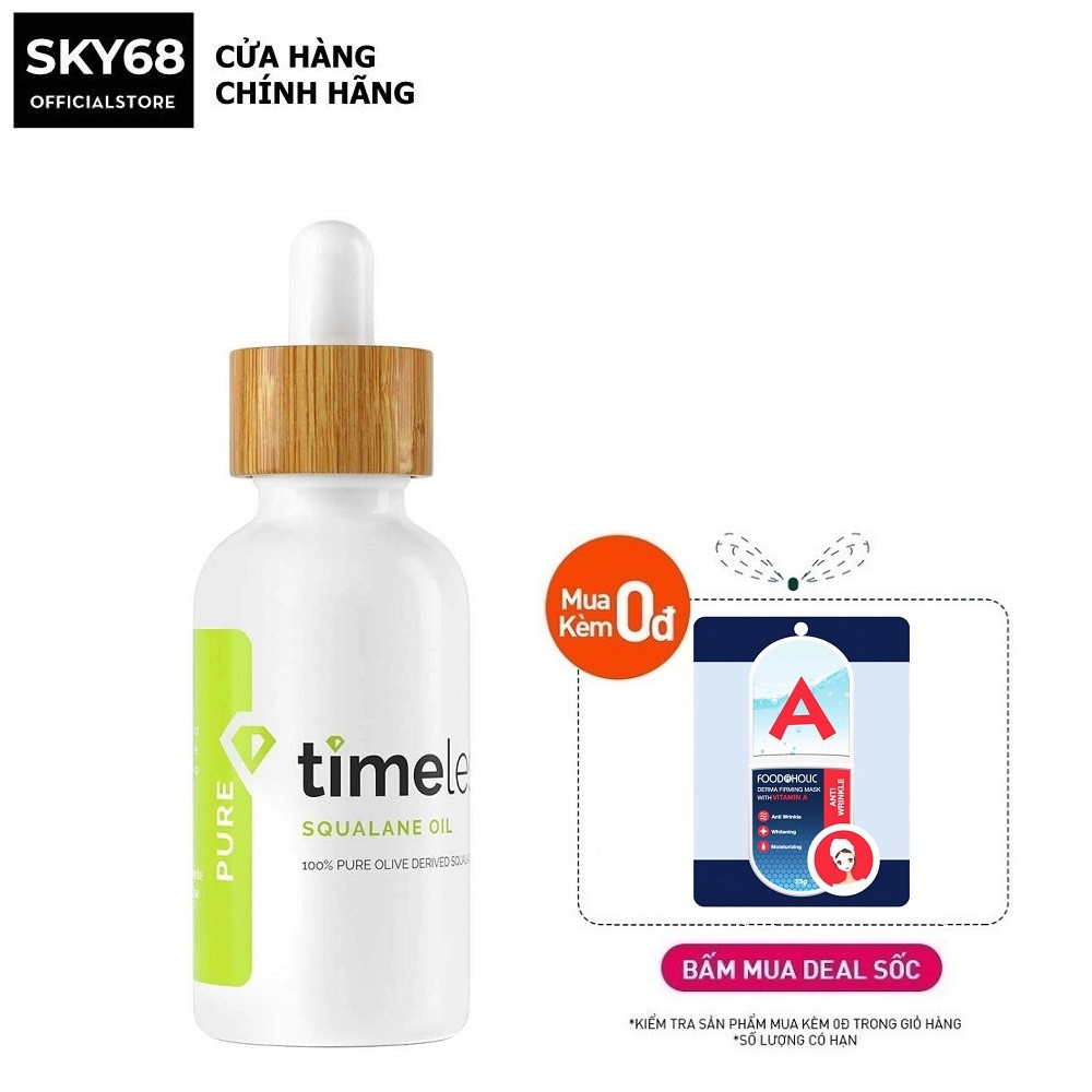Dầu dưỡng cấp ẩm, chống lão hóa, phục hồi da Timeless Squalane Oil 100% Pure 30ml