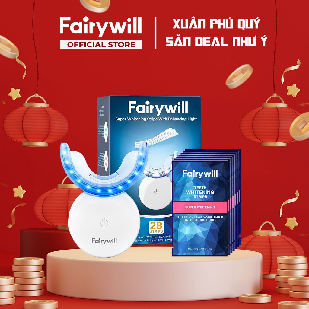 Bộ kit Tẩy trắng răng tại nhà + Đèn LED tẩy trắng Fairywill FW-106 - Tẩy trắng chuẩn Mỹ [Hiệu quả ngay sau 2 tuần]