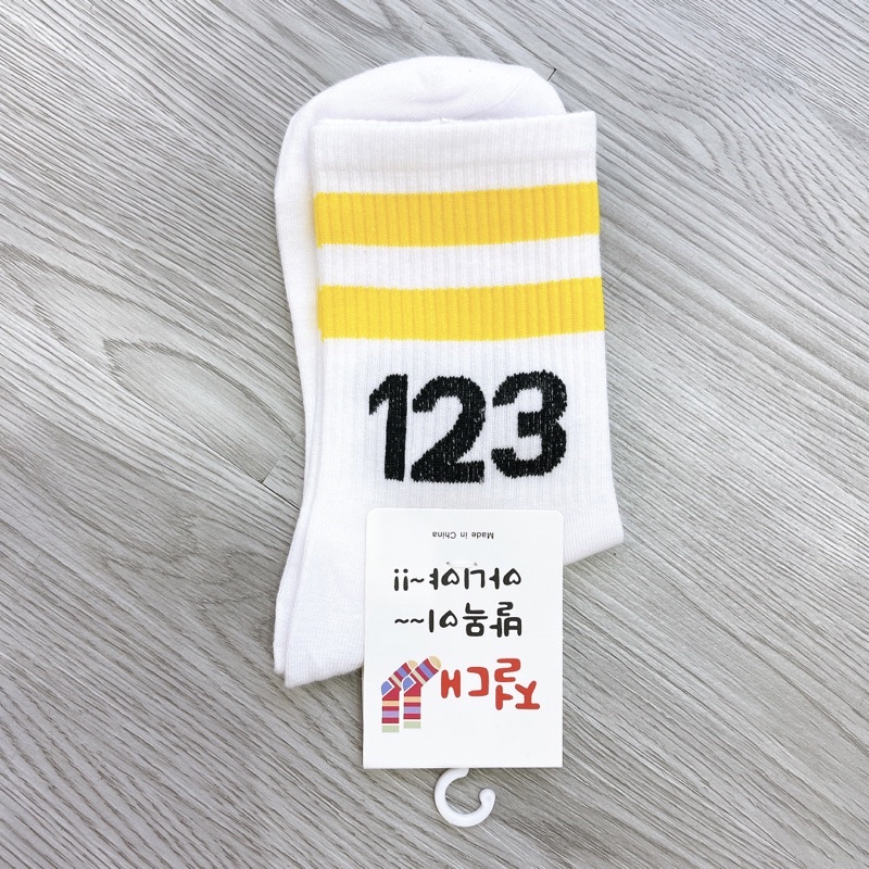 Tất, vớ Hàn Quốc unisex nam nữ 2 sọc số 123 cổ cao hàng đẹp