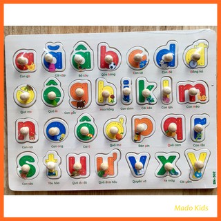 Bảng ghép hình chữ cái tiếng việt In Thường có núm bằng gỗ  - Đồ chơi giao dục