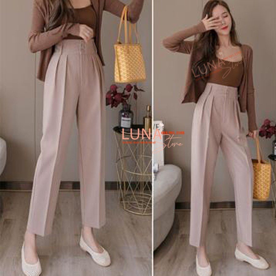 Quần Tây Baggy Cạp Cao 3 Cúc, Quần Tây Học Sinh Tôn Dáng Chất Mềm Đẹp.