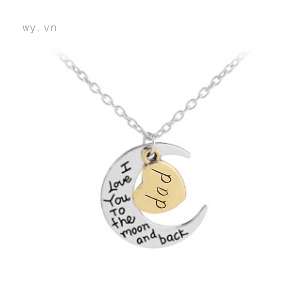 Dây chuyền kim loại mặt khắc chữ I Love You To The Moon And Back