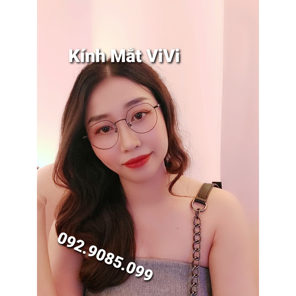 Gọng kính cận nam nữ dáng oval hàn quốc V29128 chất liệu kim loại, Nhận cắt cận viễn loạn Kính mắt ViVi