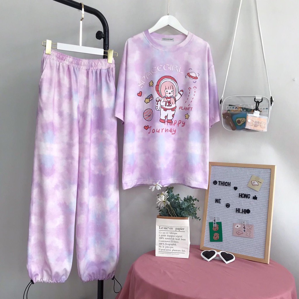 UNISEX - SET UNISEX - SET QUẦN ÁO ULZZANG - TIE DYE TEE - QUẦN LOANG MÀU ỐNG RỘNG - ÁO LOANG MÀU ULZANG