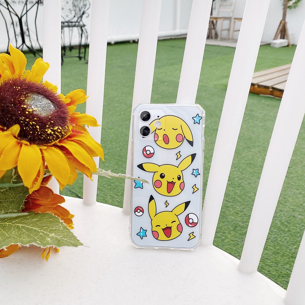 Kawaii Pikachu Dày TPU Dành Cho iPhone SE2 I7 I8 X XR I11 I12 Đệm Không Khí Cube Vỏ