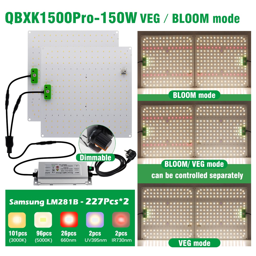 Bảng đèn phát triển cây trồng trong nhà lượng tử LED LM281B 550W 650W 850W 100W với đèn Phyto hồng ngoại UV