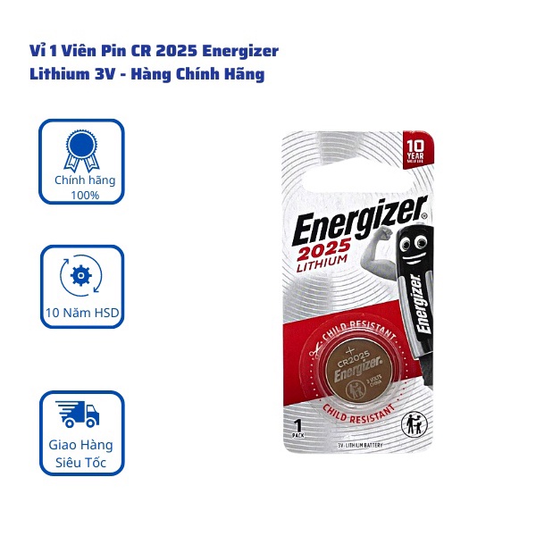 Pin cúc áo CR2025 chính hãng Energizer chất lượng tốt
