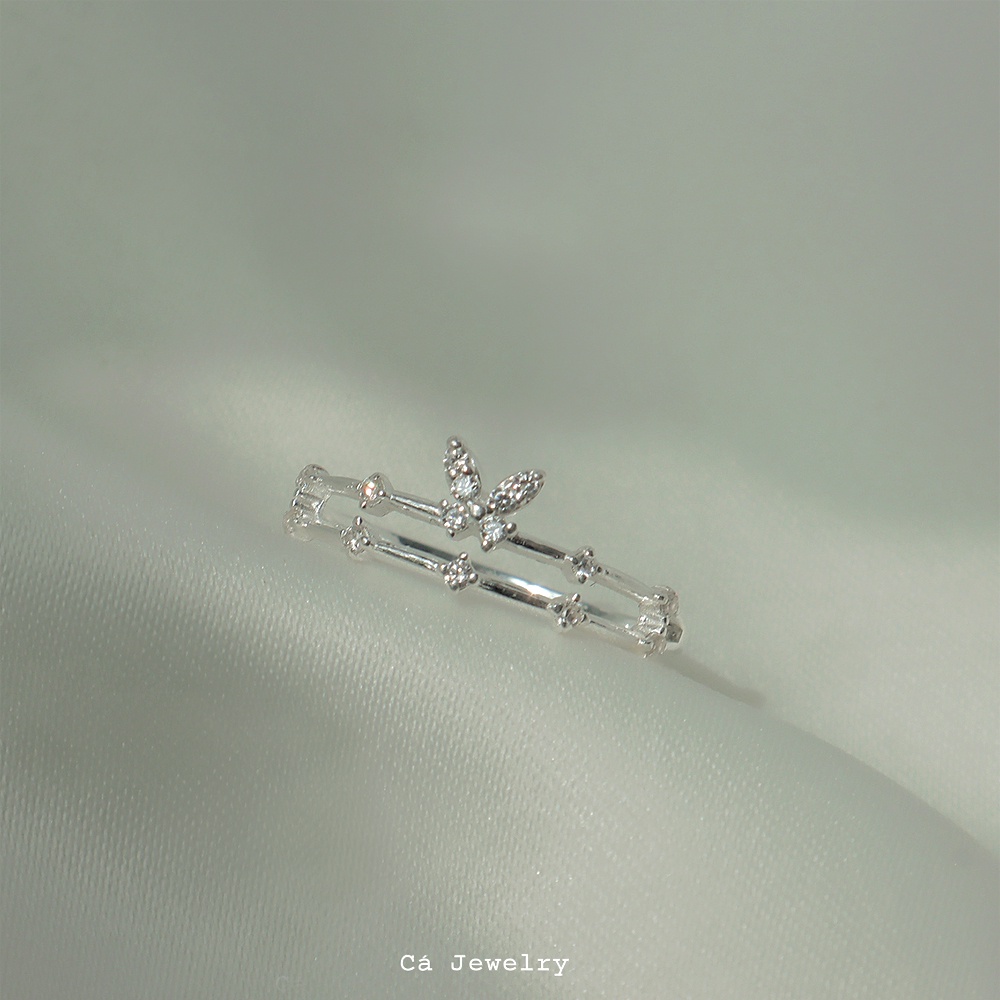 Nhẫn bạc nhẫn nữ bạc s925 khung đôi butterfy có size Cá jewelry NBCS144