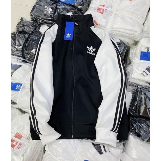Áo Khoác thể thao nữ, nam áo thu đông chất nỉ Phối 3 Sọc Tay LOGO Adidas Thêu Ngực