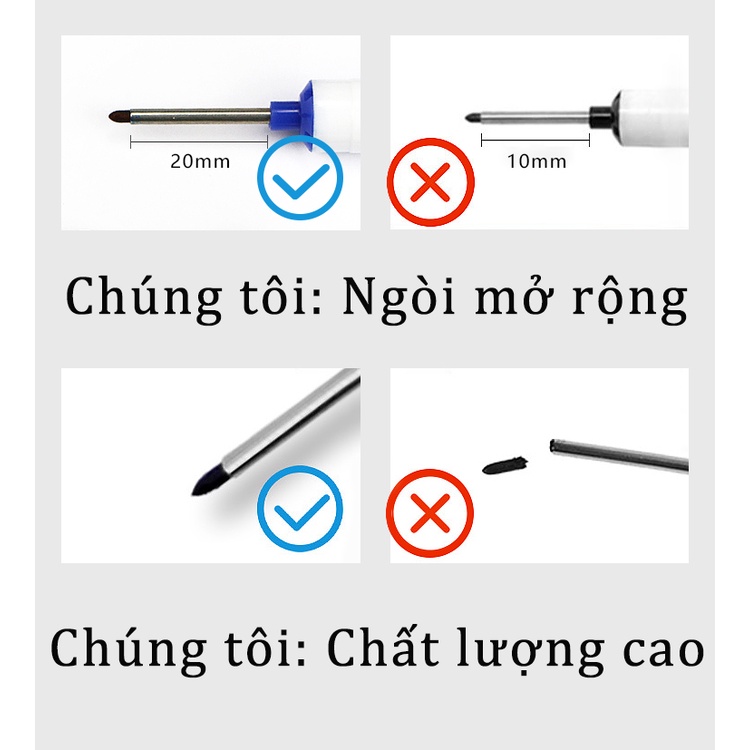 Bút Lông Đánh Dấu Ngòi Dài 2cm Đa Năng Chống Thấm Nước Nhanh Khô Màu Đỏ / Xanh Dương / Đen Cho Làm Mộc, Kim Khí, Xây Dựng