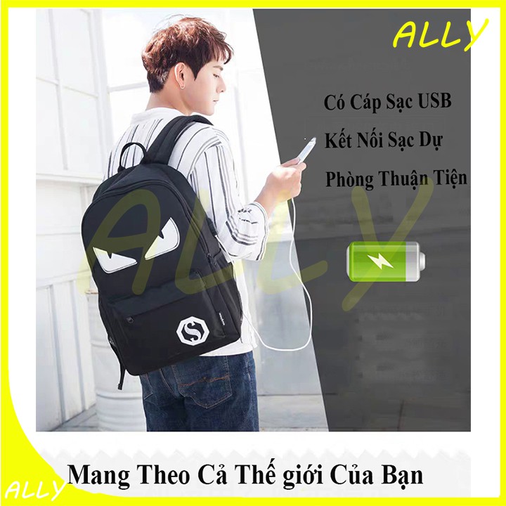 Balo Phản Quang Phát Sáng Kèm Cổng Sạc USB Khóa Chống Trộm HB18