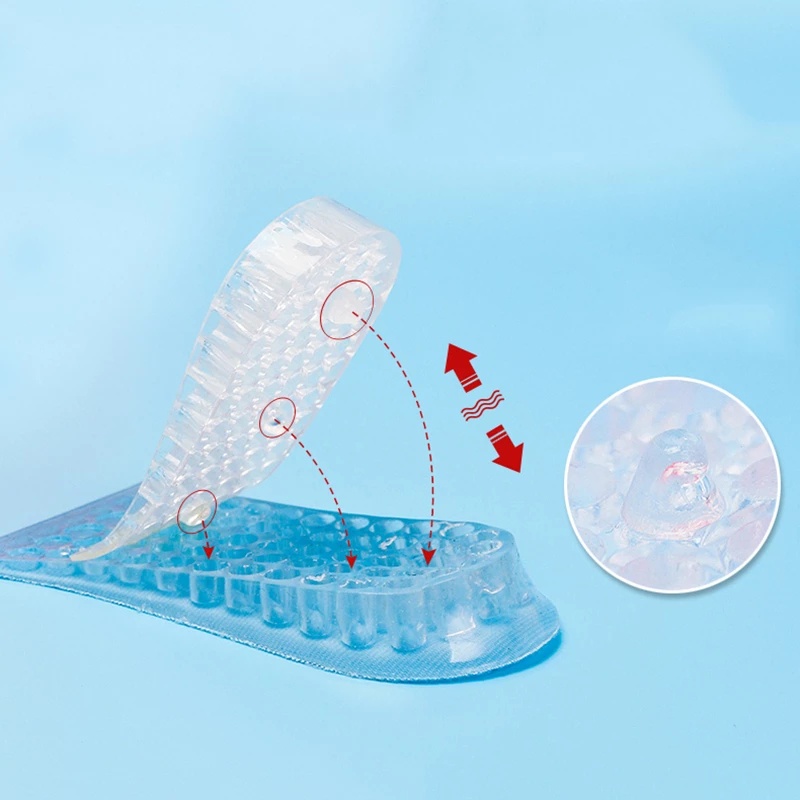 Cặp Đế Lót Giày Tăng Chiều Cao 2 / 3.5 / 5Cm Bằng Silica Gel Mềm Trong Suốt Thoáng Khí Cho Nam Và Nữ