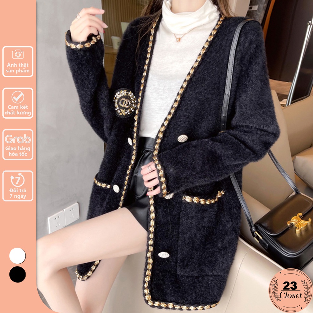 Áo khoác lông cừu nữ dáng dài khoác ngoài mùa đông chất dày đẹp hàng Quảng Châu cực hot 23Closet-AKLC01
