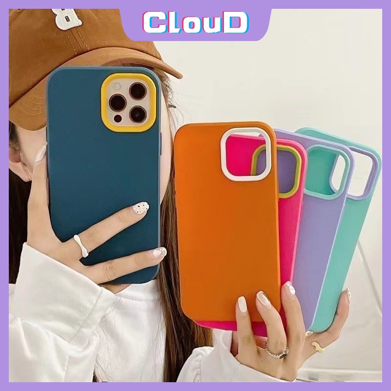 Ốp Điện Thoại Silicone Tpu Mềm Màu Trơn 3 Trong 1 Cho IPhone 6 7plus 8plus 3 11 12 Pro Max XR XS X 7 8 6 6S