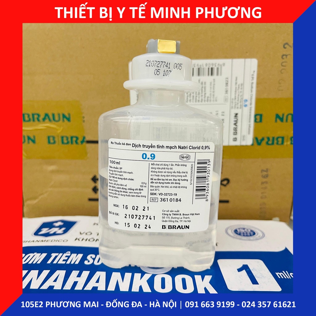 Dịch muối truyền Natri Clorid 0,9% BBRAUN chai 100ml 250ml 500ml