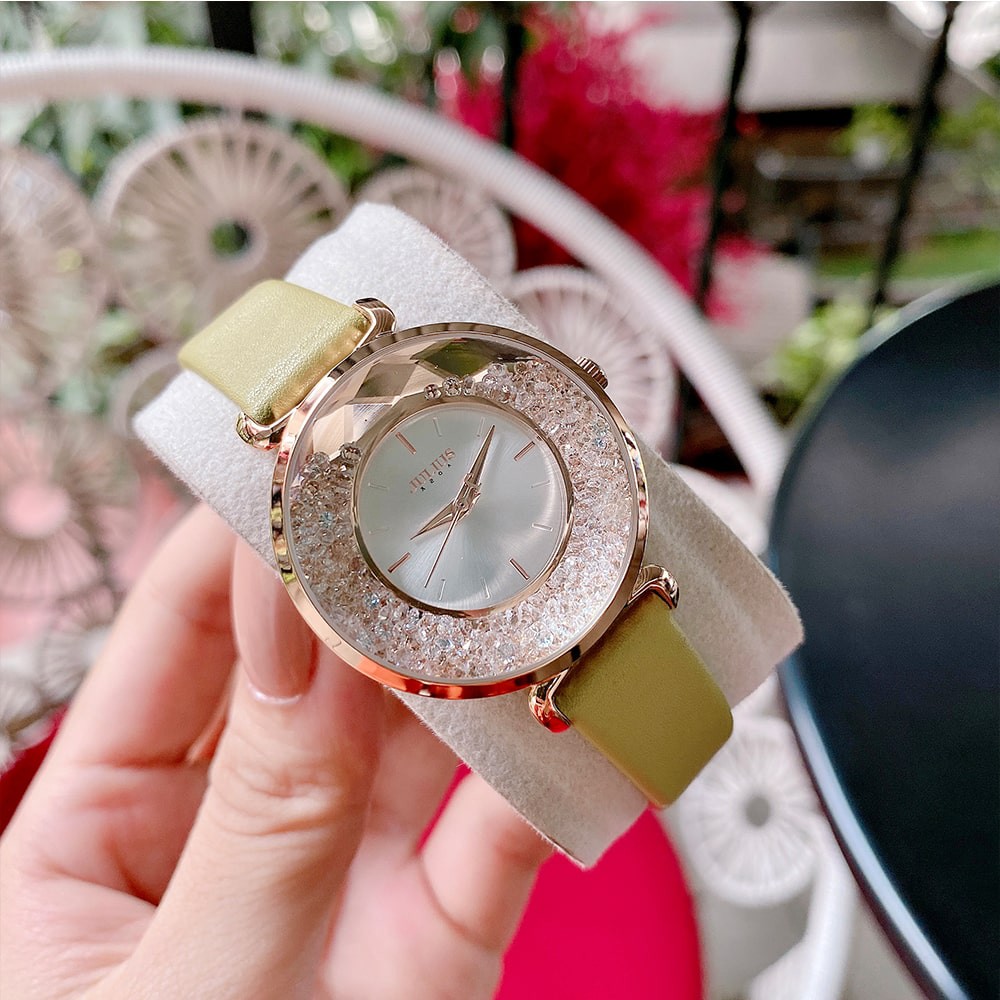 Đồng Hồ Nữ JA-1203A Julius Hàn Quốc Dây Da (Xanh chuối)