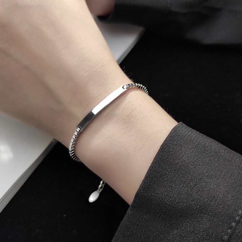 Vòng tay bạc 925 CAO CẤP 100% thanh ngang đơn giản dễ phối sáng bóng của nữ - Made Twinkle Silver