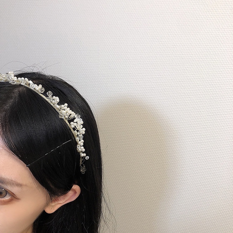 Băng Đô Cài Tóc Hình Hoa Đính Ngọc Trai Nhân Tạo Thời Trang Cho Cô Dâu