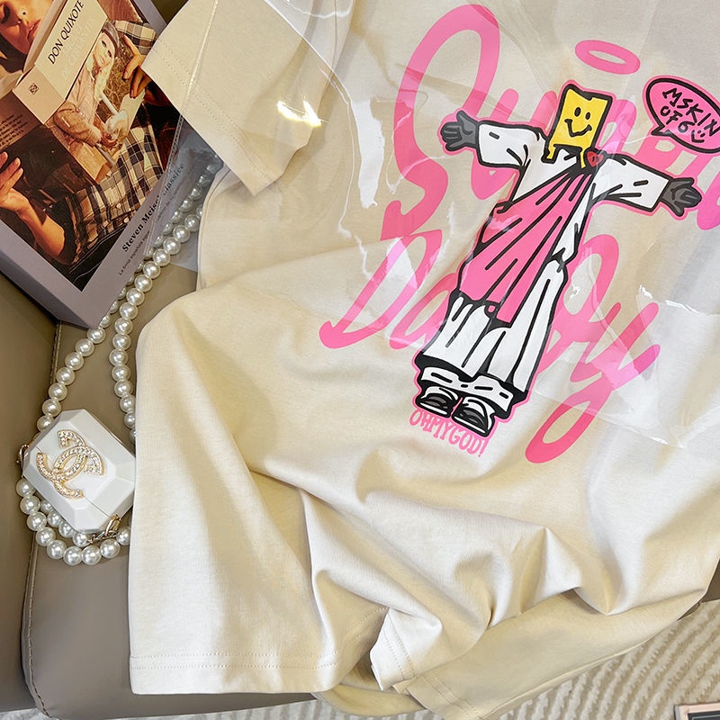 Áo Thun Ngắn Tay Dáng Rộng Thiết Kế Dễ Thương Giản Dị Dễ Phối Đồ Dành Cho Nữ Sinh