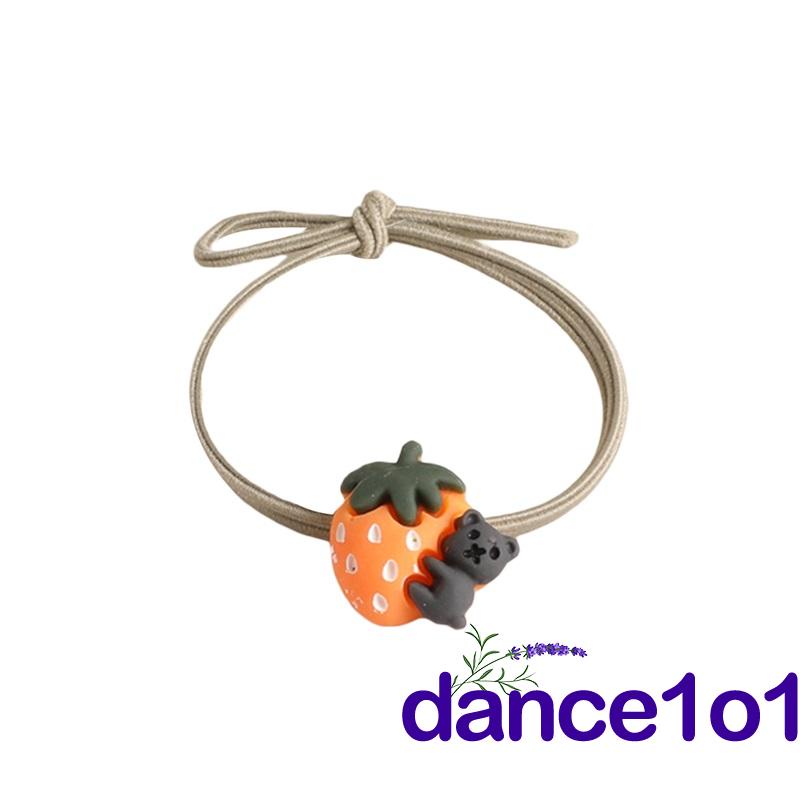 Dây buộc tóc cao su co giãn hình dâu tây và gấu hoạt hình đáng yêu