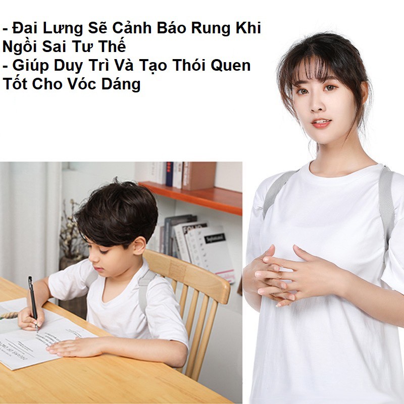 Đai Chống Gù Lưng Có Rung Cảnh Báo Sai Tư Thế - Cảm Biến Nghiêng Thông Minh Cảnh Báo Rung Khi Sai Tư Thế ( Mẫu Mới )