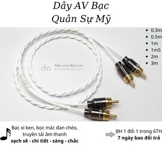 Dây Av Bạc Quân Sự Mỹ , Màu Trắng , Chuyên Dùng Ãm Thanh Cao Cấp, BH 6 Tháng