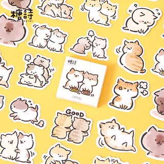 Set sticker MÈO CẶP ĐÔI dễ thương 40-46 chiếc trang trí siêu xinh