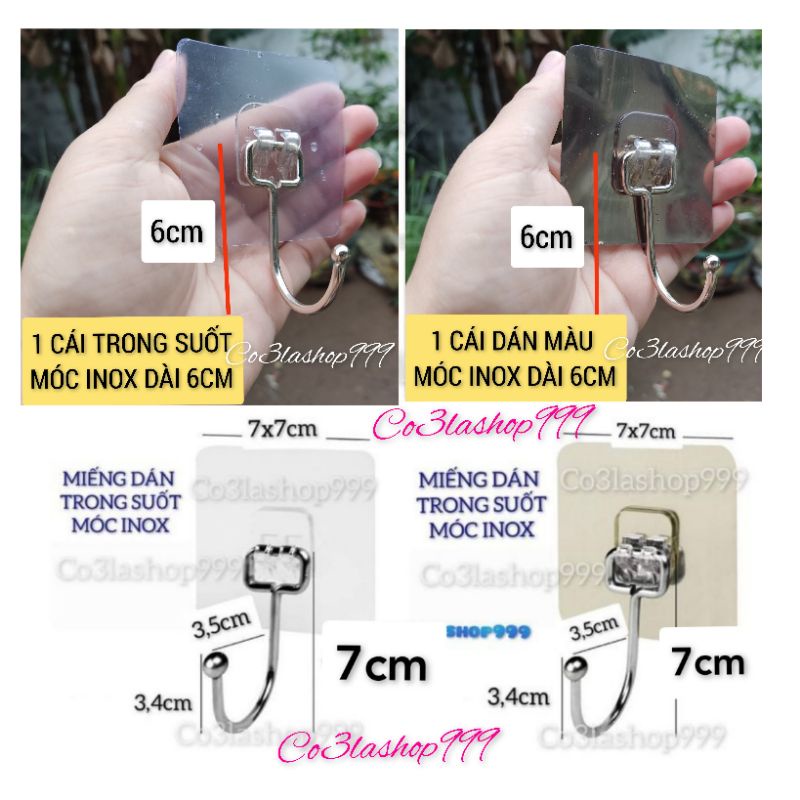 Móc sắt dán mạ inox treo vật dụng gia đình xoay 180 độ