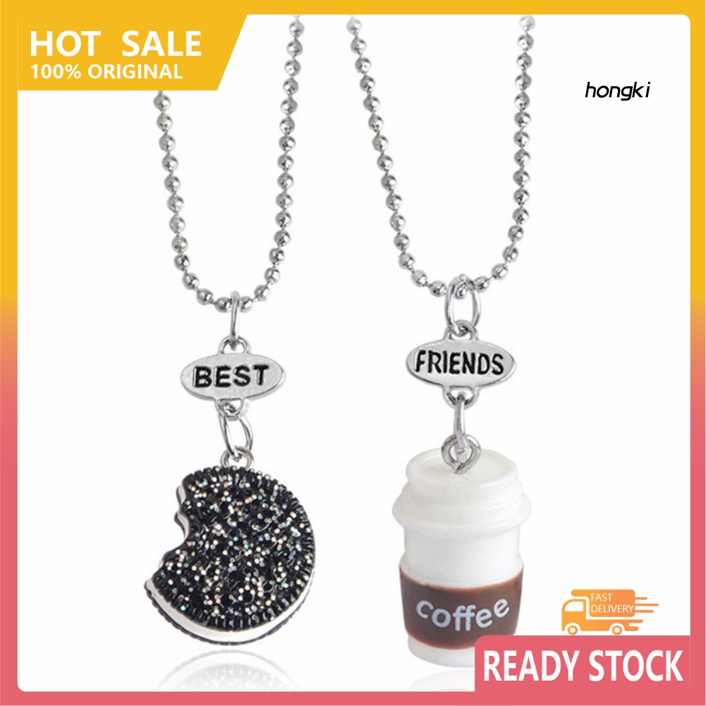 Set 2 Dây Chuyền Mặt Bánh Quy Và Cốc Cà Phê In Chữ Best Friends Dễ Thương