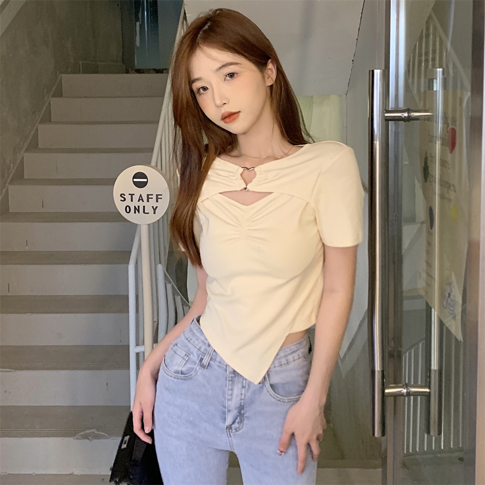 Áo Thun Tay Ngắn Dáng Rộng Thiết Kế Độc Đáo Phong Cách Hàn Quốc Thời Trang Cho Nữ