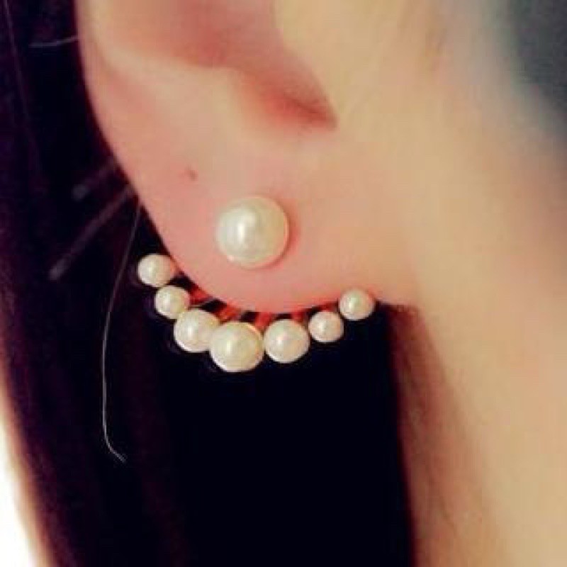 Bông tai kiểu cánh quạt xoè , đính châu nhân tạo