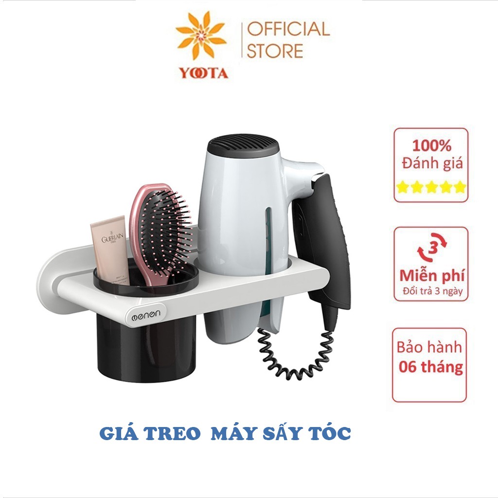 Kệ Để Máy Sấy Tóc Treo Tường Đa Năng Kèm Cốc Để Đồ Oenon