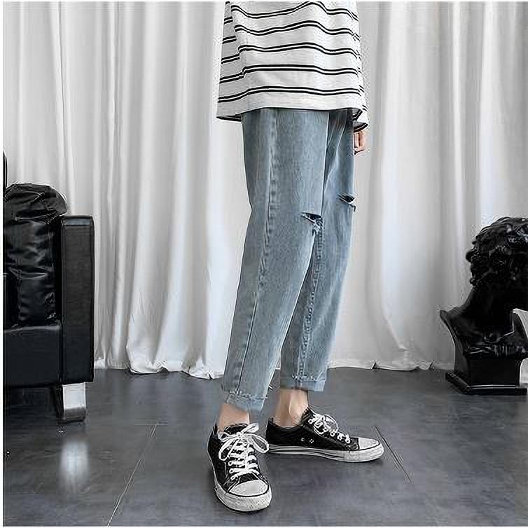 Baggy Jean quần baggy nam Jean dáng Suông Ống Rộng [Rách Gối] Hotrend 2021 tại Men's_Clothing_Store