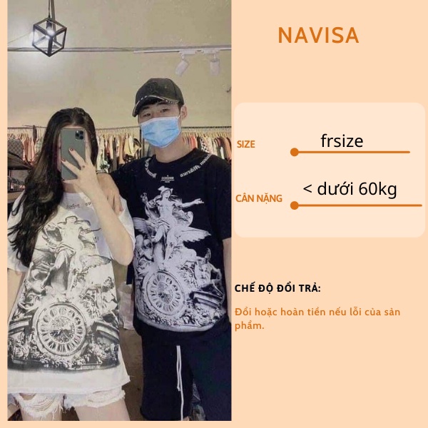 [Mã FAMARAL1 giảm 10K đơn 50K] Áo thun nữ unisex form rộng tay lỡ in hình cổ tròn NAVISA AT80