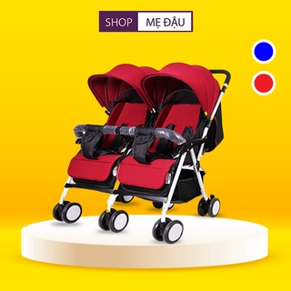 Xe đẩy đôi cao cấp cho 2 bé nằm ngang có thể gấp gọn. Xe đẩy đôi trẻ em điều chỉnh 3 tư thế tiện lợi - DD001