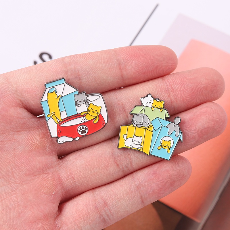 Ghim Cài Áo Tráng Men Hình Mèo Hoạt Hình Dễ Thương Dùng Làm Quà Tặng Cho Mọi Người