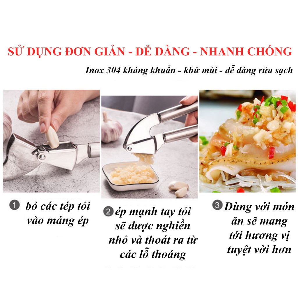 Dụng cụ ép tỏi cầm tay đa năng Inox 304 - hàng cao cấp bảo hành trọn đời không gỉ sét