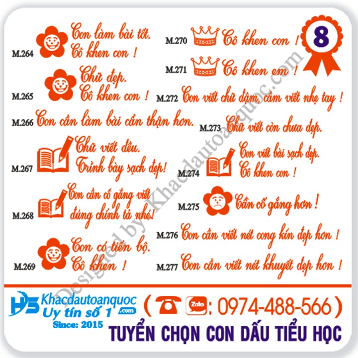 [M8.264-M8.277] Con dấu nhận xét học sinh tiểu học