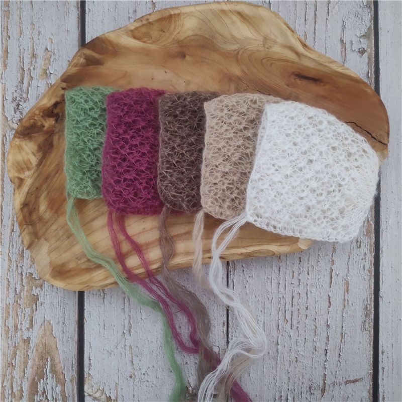 Mũ Bonnet Đan Len Mềm Mại Làm Phụ Kiện Chụp Ảnh Cho Bé Sơ Sinh