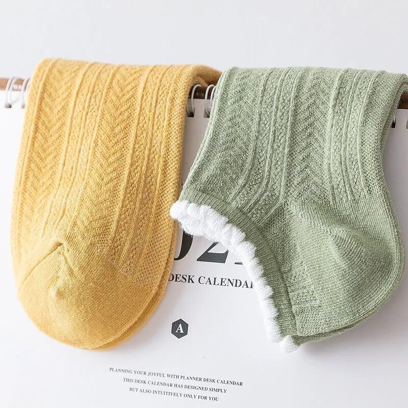 Tất Vớ Nữ Cổ Ngắn Bèo Cotton Hàn Quốc Nhiều Màu Dễ Thương T07